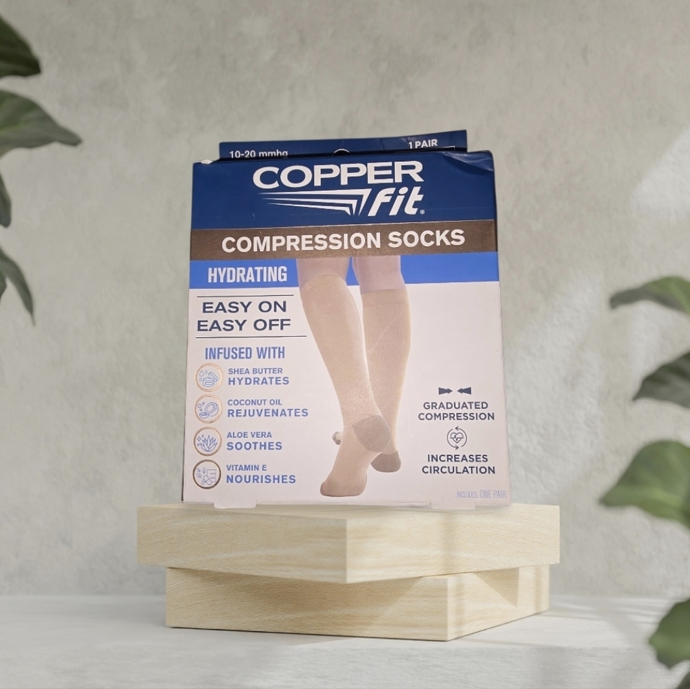 Copper Fit Hydrating Compression Socks - Beige